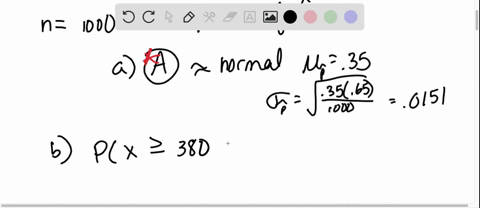 suppose-a-simple-random-sample-of-size-n1000-is-obtained-from-a-population-whose-size-is-n1500000-and-whose-population-proportion-with-a-specified-characteristic-is-p035-complete-parts-a-through-c-bel