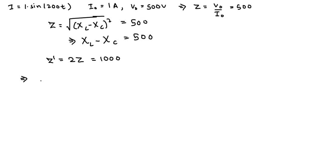 SOLVED In LC circuit; the current equation is 1=1.0 sin (200t). If
