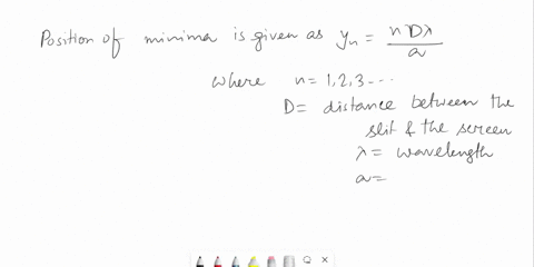 First Diffraction Minimum the diffraction pattern from a single slit of width 33 um is shown the ...