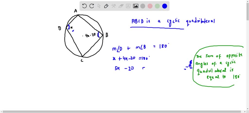 SOLVED: ' Quadrilateral ABCD is inscribed in this circle. What is the ...