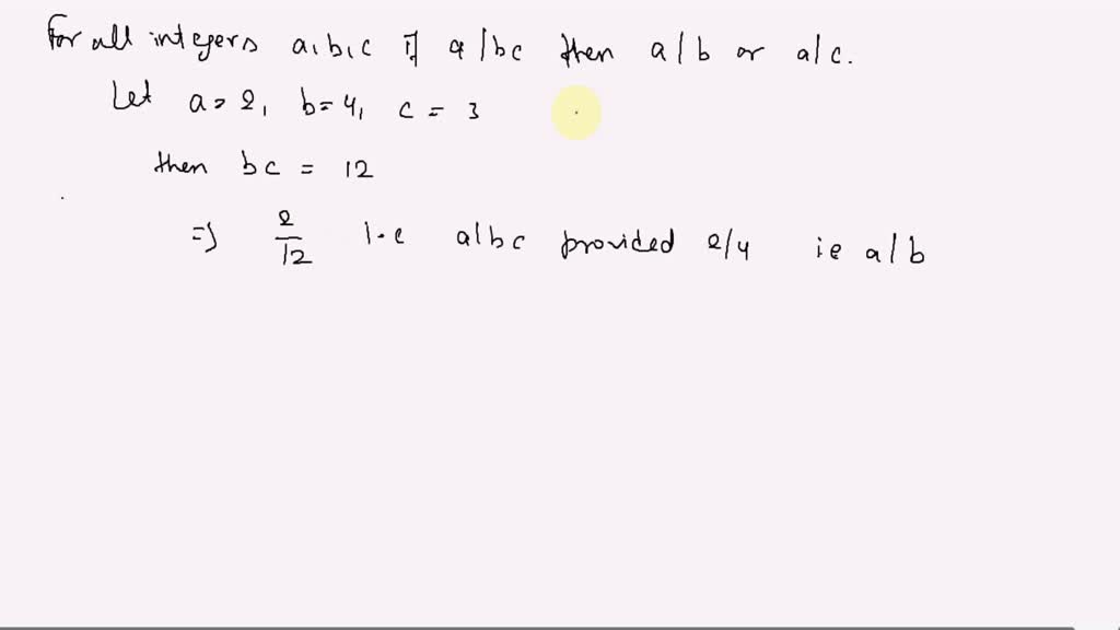 Is The Following Statement True Or False? For All Integers A, B, And C ...