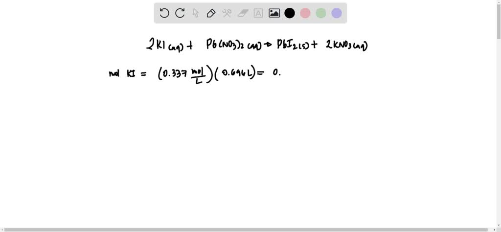 SOLVED: Consider the below aqueous reaction equation: KI + Pb(NO3)2 ...