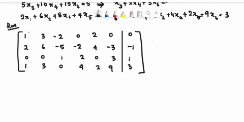 question-solve-the-following-system-using-gauss-jordan-elimination-x1-3x2-2x3-2xs-0-2x1-6x2-sx3-2x4-4xs-3x6-1-sx3-10x4-15x6-5-2x1-6x2-8x4-4xs-18x6-6-16507