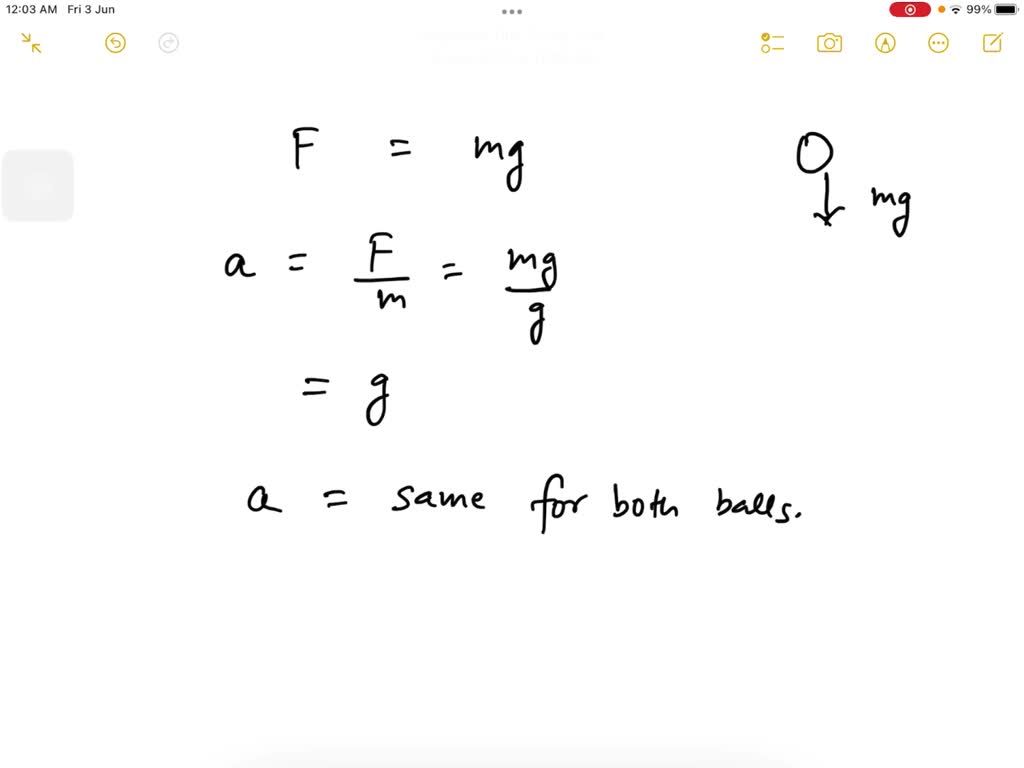 SOLVED Suppose Galileo dropped a lead ball (100 kilograms) and a glass