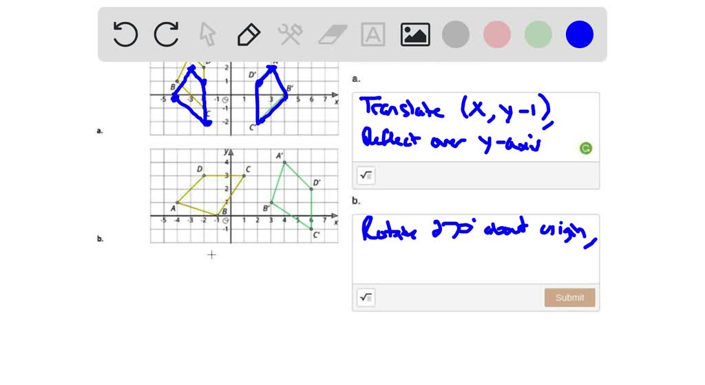 SOLVED: Each Graph Shows Two Polygons ABCD And A'B'C'D'. In Each Case ...