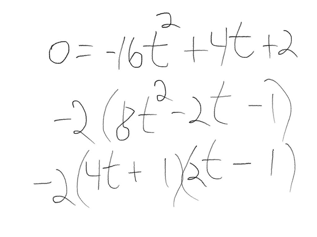 SOLVED: The Quadratic Equation Y Equals Short Dash 16 T Squared Plus 4 ...