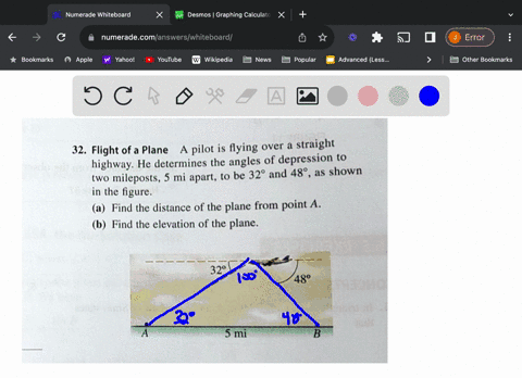32-flight-of-a-plane-a-pilot-is-fying-over-a-straight-highway-he-determines-the-angles-of-depression-to-wo-mileposts-5-mi-apart-to-be-329-and-489-as-shown-in-the-figure-_-a-find-the-distance-07999