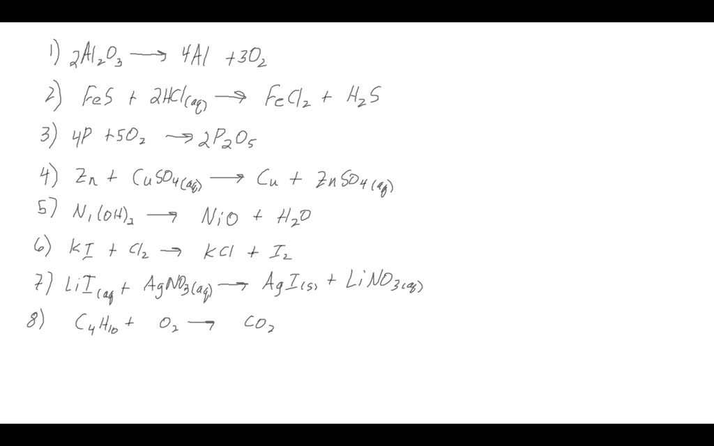 SOLVED Writing Chemical Equations form the following statements 1