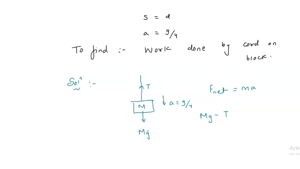 SOLVED: A cord is used to lower vertically a block of mass M by a ...