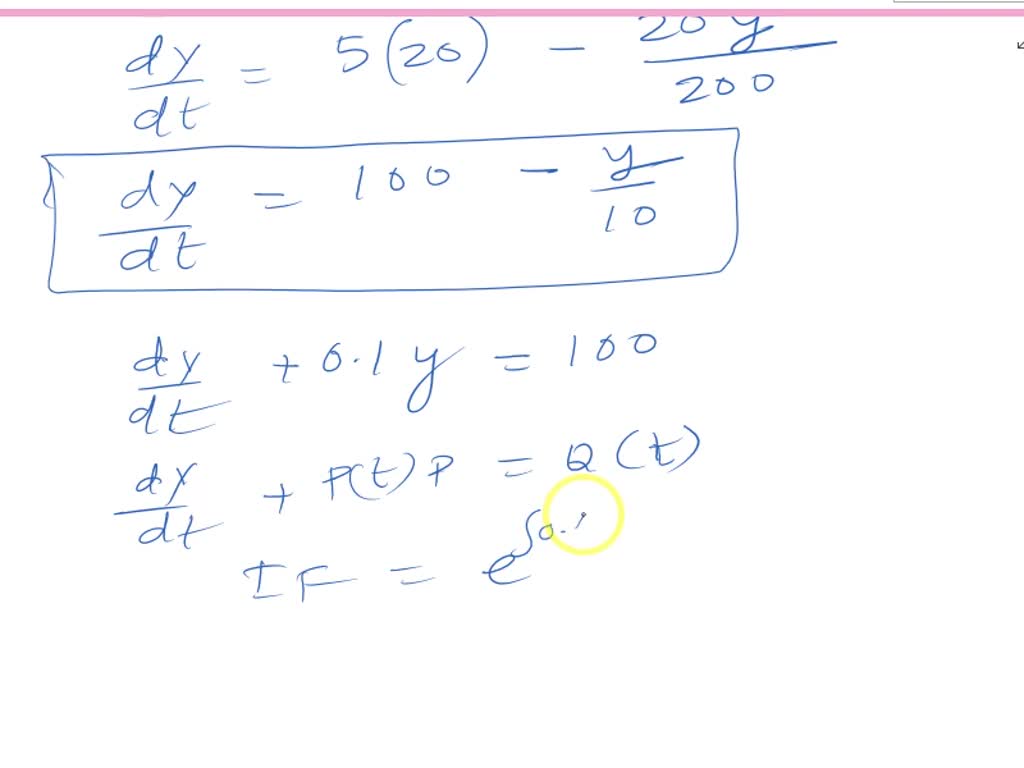 SOLVED: initially a tank contains 200 gal of pure water. Then at time t ...