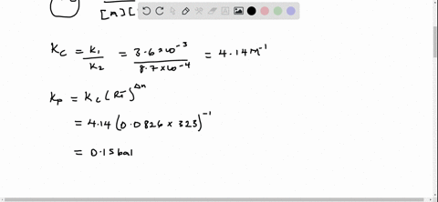 the-forward-and-reverse-rate-constants-for-the-reaction-a-g-b-g-c-are-36-and-87-respectively-at-323k-calculate-the-equilibrium-pressures-of-all-the-species-starting-pa-16atm-and-pb-044atm