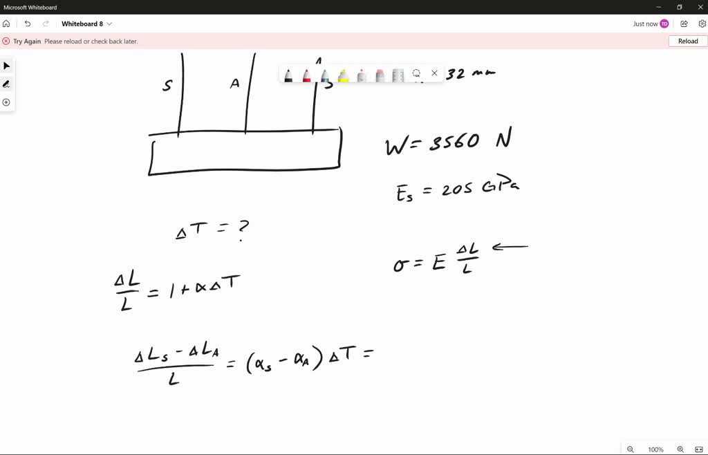SOLVED A rigid bar of weight W=3560 N hangs from three equally spaced
