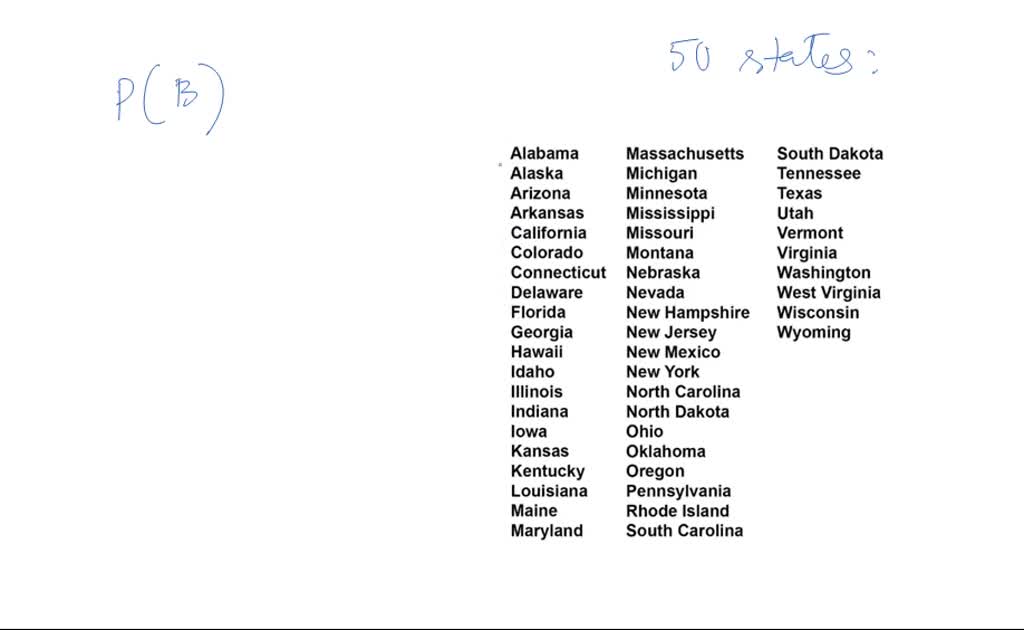 SOLVED: states that begin with the letter B is null, finite, or infinite