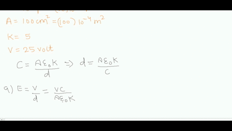 a-parallel-plate-capacitor-has-a-capacitance-of-100-pf-a-plate-area-of-100-cm2-and-a-mica-dielectric-k50-completely-filling-the-space-between-the-plates-at-25-v-potential-difference-calculat-40063