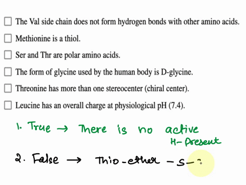 which-three-statements-about-amino-acids-are-true-use-this-chart-of-amino-acid-structures-for-reference-the-val-side-chain-does-not-form-hydrogen-bonds-with-other-amino-acids_-methionine-is-97774