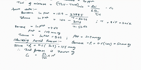 q1-benzene-and-toluene-form-an-ideal-liquid-mixture-a-mixture-composed-of-50-mole-percent-benzene-is-used-in-a-chemical-plant-temperature-80f-pressure-1-atm-determine-the-mixture-tlv-determi-62273