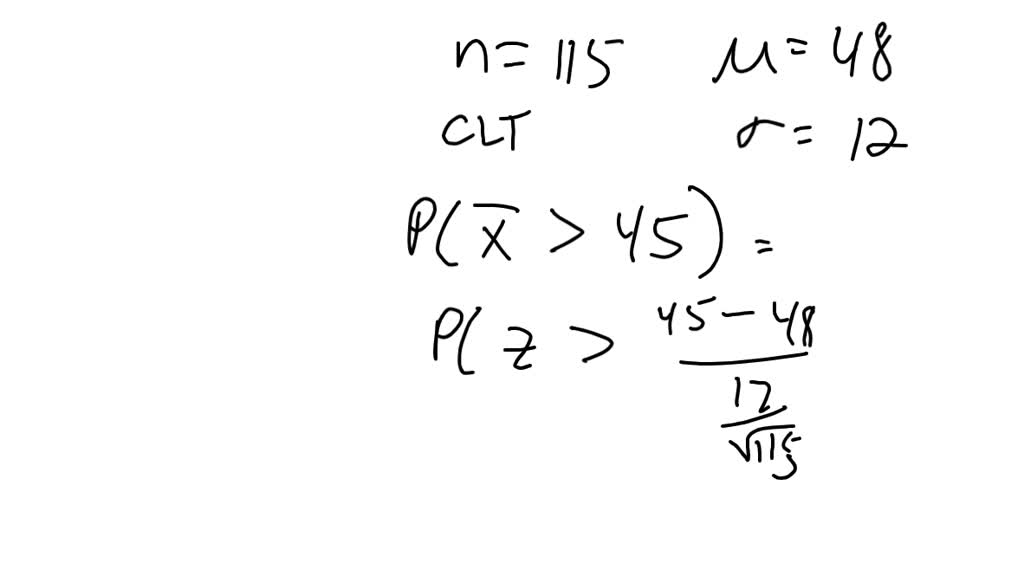 SOLVED A sample of size 115 will be drawn from a population with mean