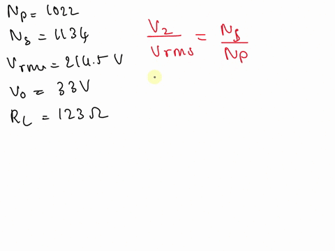 Rms Vol Laballing Consider the step-down transformer circuit below with the following ...