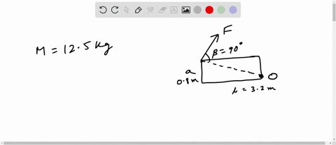 a-vertical-rectangular-object-of-uniform-mass-m125kg-has-sides-a08m-and-b32m-it-is-pivoted-from-point-o-as-shown-in-the-figure-below-if-a-constant-force-of-f91n-along-the-diagonal-as-shown-i-05182
