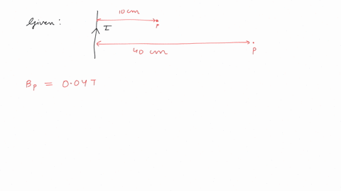 at-a-distance-of-10-cm-from-a-long-straight-wire-carrying-current-the-magnetic-field-is-004-t-at-the-distance-of-40-cm-the-magnetic-field-will-be