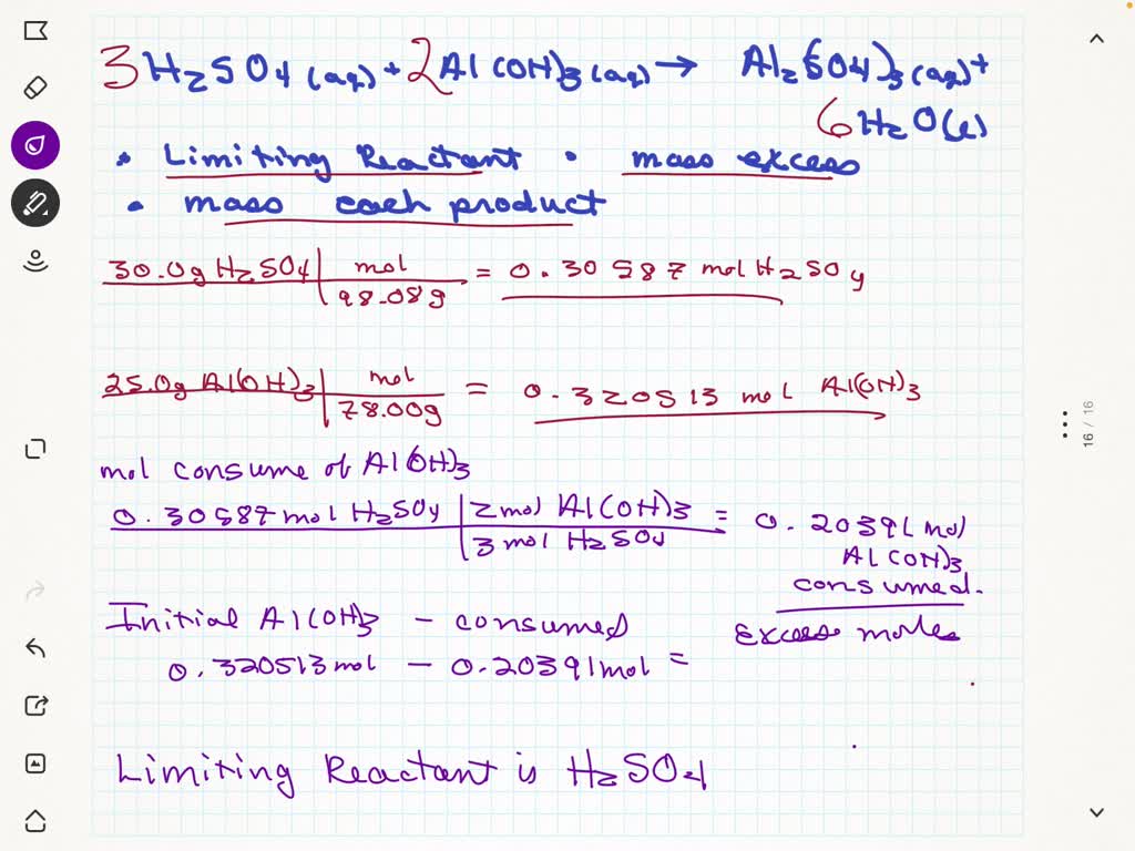 SOLVED Sulfuric acid reacts with aluminum hydroxide by double