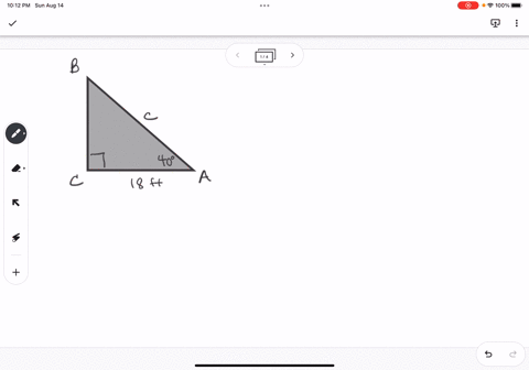 10-in-right-triangle-abc-angle-90-degrees-angle-a-40-degrees-and-the-length-of-the-leg-opposite-angle-b-is-18-feet-find-the-length-of-the-hypotenuse-to-the-nearest-tenth-65352