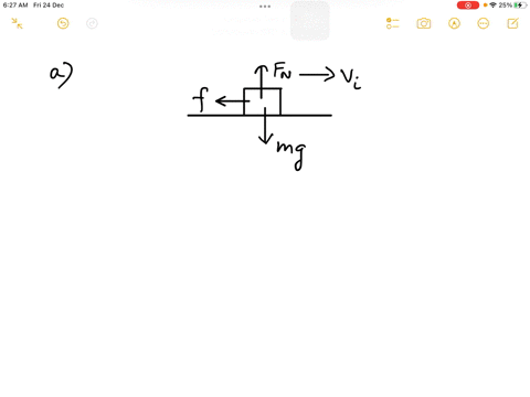 12-4-please-answer-all-parts-a-block-of-mass-182-kg-is-sliding-at-an-initial-velocity-of-640-ms-in-the-positive-x-direction-the-surface-has-a-coefficient-of-kinetic-friction-of-0233-indicate-49403