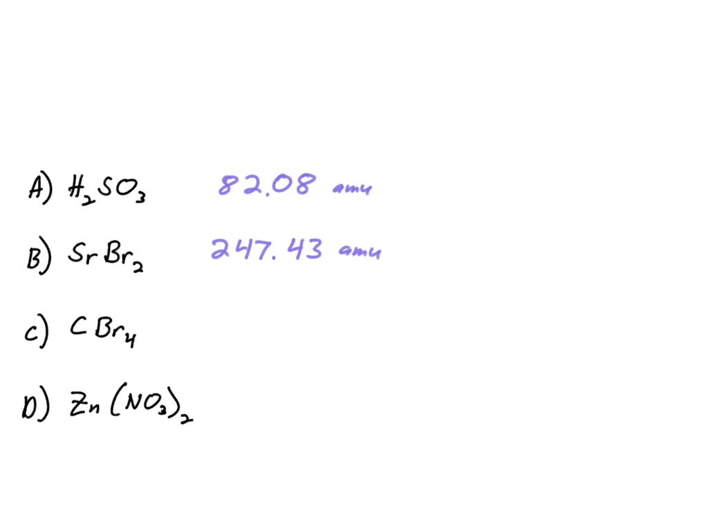 SOLVED Calculate the formula mass for each compound. Express your