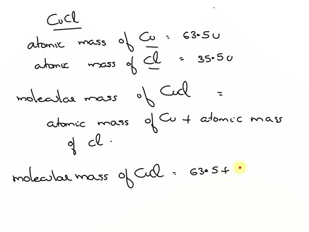 Calculate the percentage of copper in a sample of CuCl (Atomic mass of ...