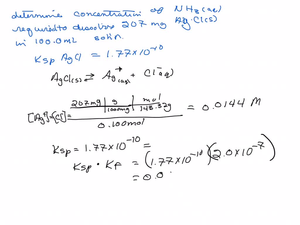 SOLVED: Given the equation: Ag+(aq) + 2NH3(aq) âŸ¶ [Ag(NH3)2]+(aq) Î”f ...