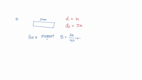 points-a-and-b-are-situated-perpendicular-to-the-axis-of-a-2cm-long-bar-magnet-at-large-distances-x-and-3x-from-its-centre-on-opposite-sides-the-ratio-of-the-magnetic-fields-at-a-and-b-will-be-approxi