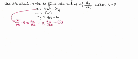 use-the-chain-rule-to-find-the-value-of-dzdt-when-t2-z-3x2-2yxt34y6t-6-63516