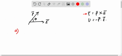 an-electric-dipole-with-a-dipole-moment-of-magnitude-p-is-placed-at-various-orientations-in-an-electric-field-e-s-that-is-directed-to-the-left-a-what-orientation-of-the-dipole-will-result-in-maximum-t