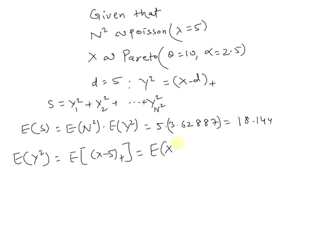 The number of annual losses has a Poisson distribution with a mean of 5 ...