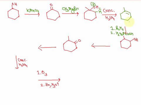 provide-the-missing-compounds-and-reagents-in-the-reaction-scheme-shown-oh-oh-conc-hzso4-reagent-reagent-2-product-3-reagent-4-reagent-reagent-5-oh-product-6-conc-hzso4-2-zn-hot-product-80218