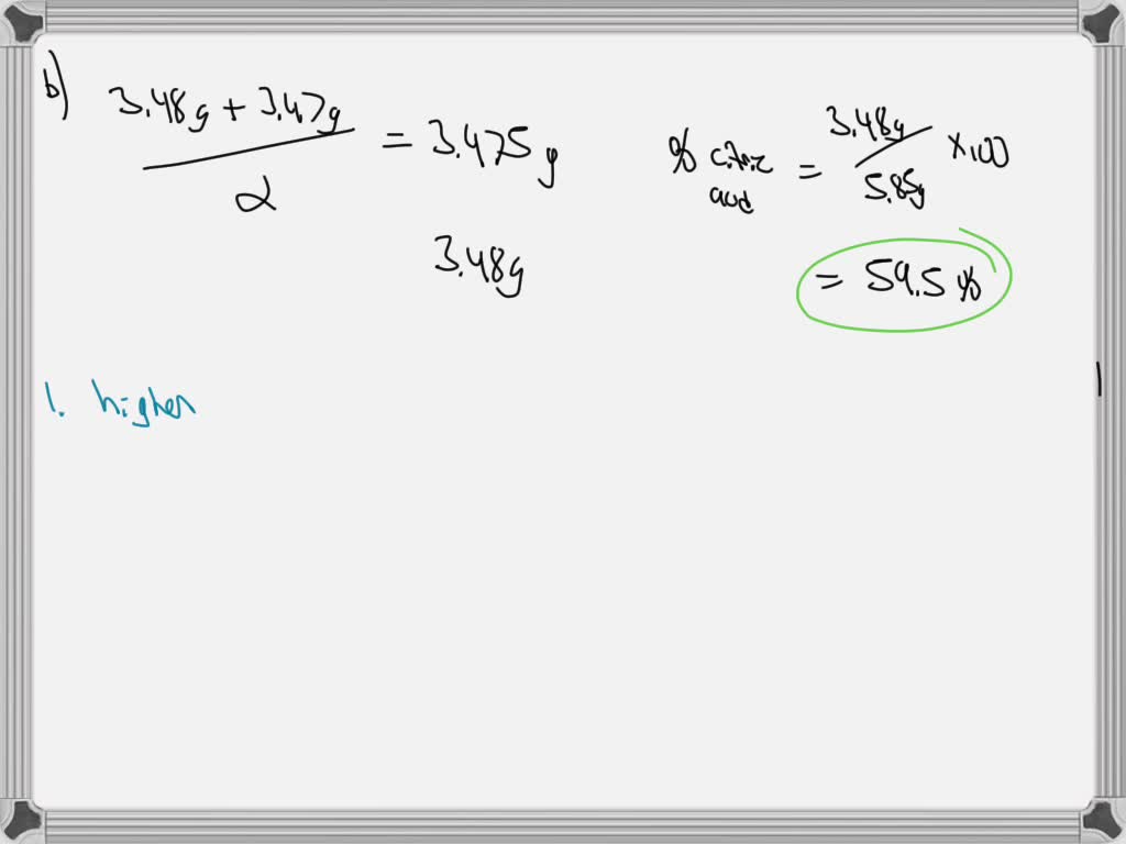 SOLVED b) Calculate the average total mass of citric acid in the