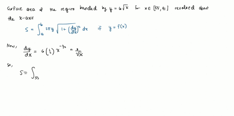 find-the-area-of-the-surface-generated-when-the-given-curve-is-rotated-about-the-x-axis-y6vx-on-5591-the-area-of-the-surface-generated-by-revolving-the-curve-about-the-x-axis-is-type-an-exac-67047