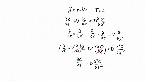 18-consider-the-transformation-of-the-independent-variable-x-xix-v-t-quad-tt-a-show-that-under-this-transformation-the-one-dimensional-advectiondiffusion-equation-with-v-a-constant-fracpartial-cpartia