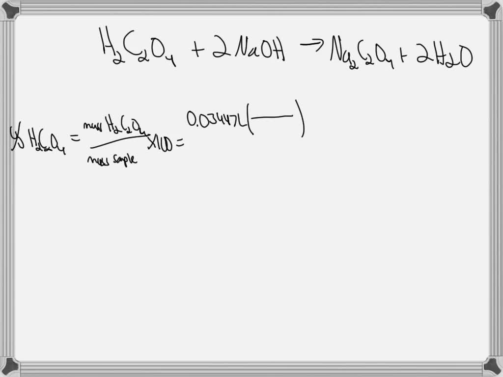 SOLVED: Oxalic acid, H2C2O4 is a diprotic organic acid. a 1.034 g ...