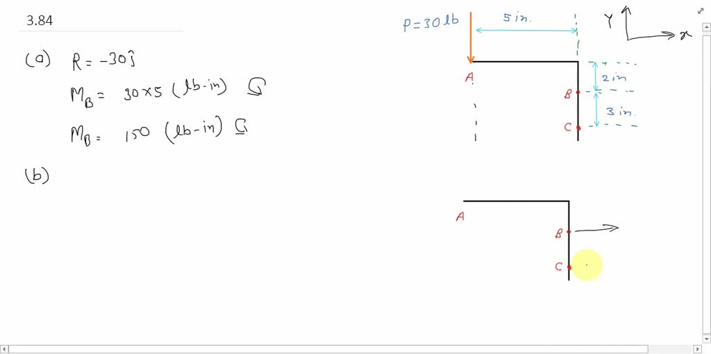 A 30 -lb vertical force 𝐏 is applied at A to the bracket shown, which ...