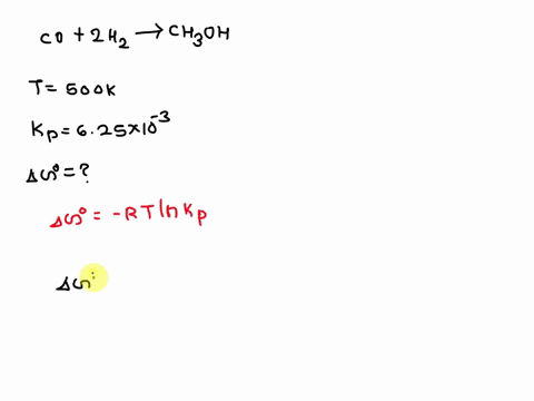 methanol-a-potential-replacement-for-gasoline-as-an-automotive-fuel-can-be-made-from-h2-and-co-by-the-reaction-cog-2h2g-ch3ohg-at-500-k-this-reaction-has-kp625-x10-3-calculate-detag0500-for-12702
