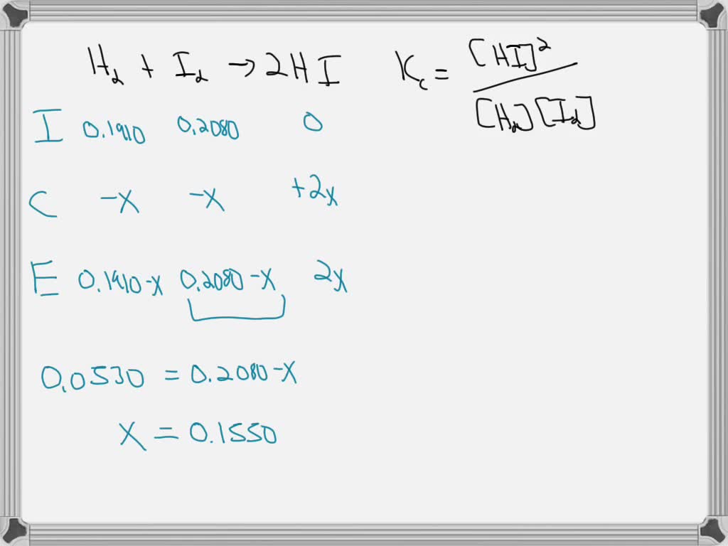 In the following reaction H2 + I2 > 2HI, the amount of H2, I2, and HI
