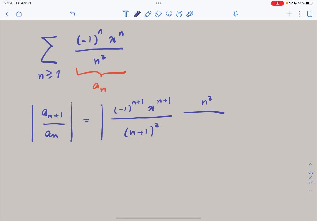 SOLVED: Find the radius of convergence, R, of the series. âˆž n = 1 (âˆ ...