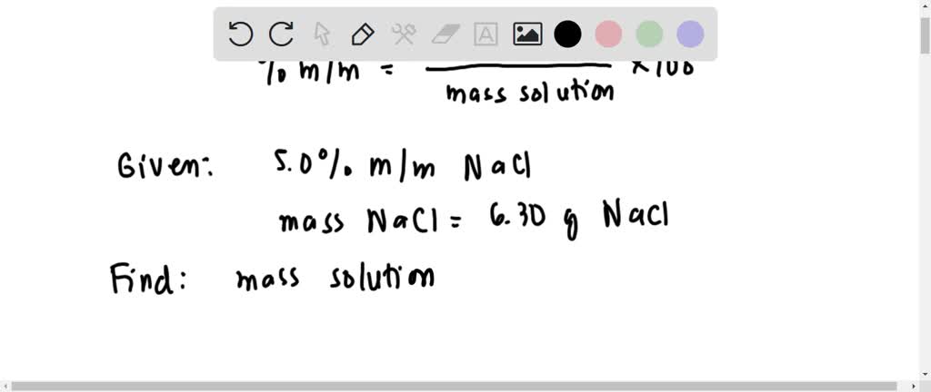 SOLVED: Calculate the number of grams of 5.0 % (m/m) NaCl solution that ...