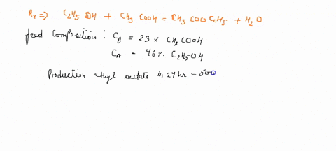 a-daily-production-of-50000-kg-50-tons-metric-of-ethyl-acetate-is-to-be-produced-in-a-batch-reactor-from-ethanol-and-acetic-acid-c2h5oh-ch3cooh-ch3cooc2h5-h2o-a-b-r-s-the-reaction-rate-in-th-68364