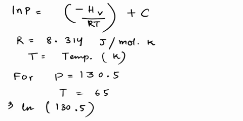 the-vapor-pressure-of-nitrogen-at-several-different-temperatures-is-shown-below-temperature-k-pressure-torr-65-1305-85-1718-part-a-use-the-data-to-determine-the-heat-of-vaporization-hvap-of-61313