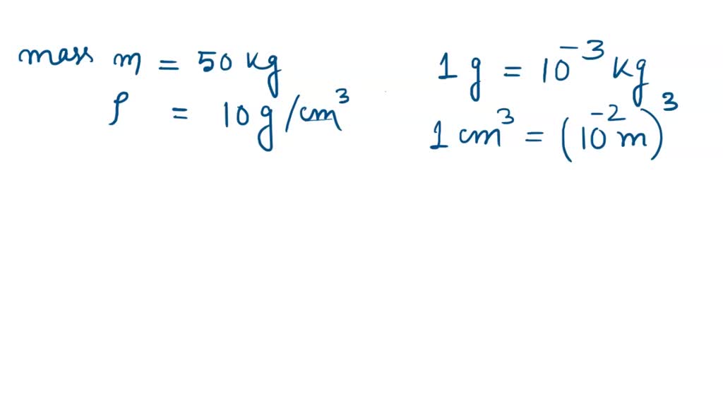 SOLVED: The volume of an object is equal to the ratio of its mass to ...