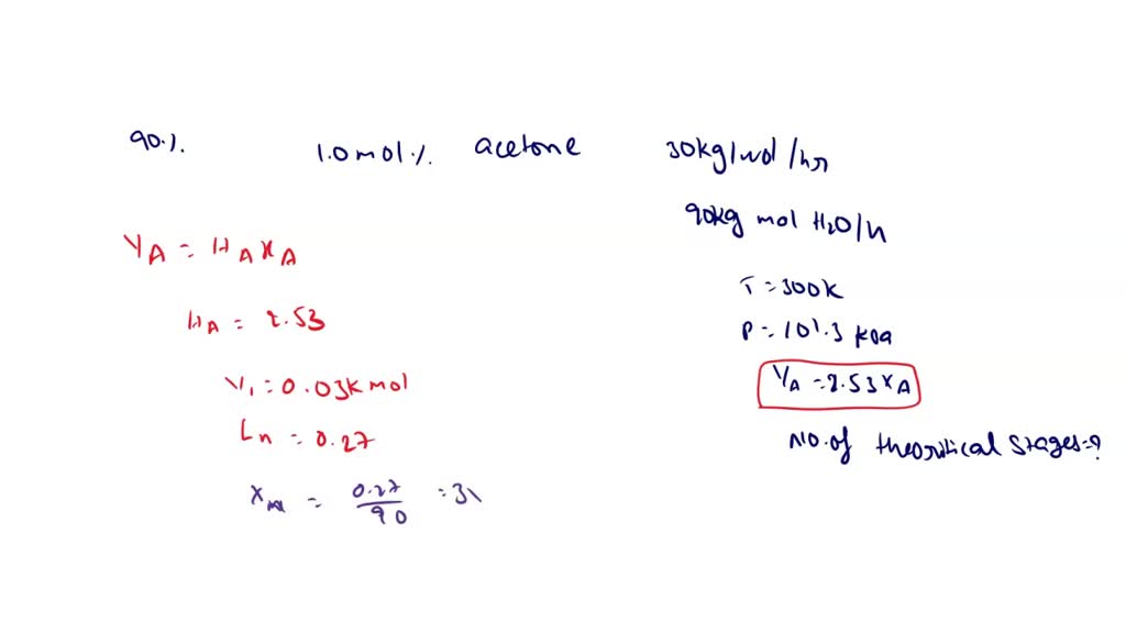 Solved: It Is Desired To Absorb 90% Of The Acetone In A Gas Containing 