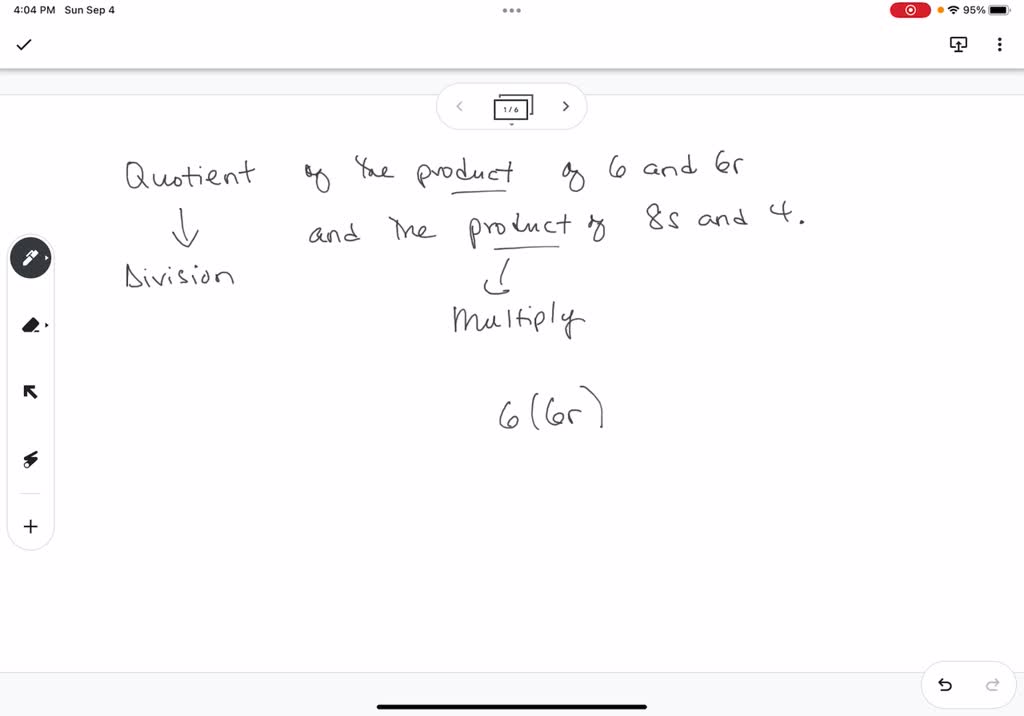 Solved the quotient of the product of 6 and 6r and the product of 8s