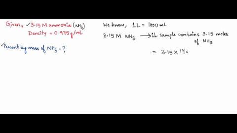 an-aqueous-solution-of-315-m-ammonia-nh3-has-a-density-of-0975-gml-the-percent-by-mass-of-nh3-in-the-solution-is-________-please-write-legibly-only-the-answer-is-needed-56908